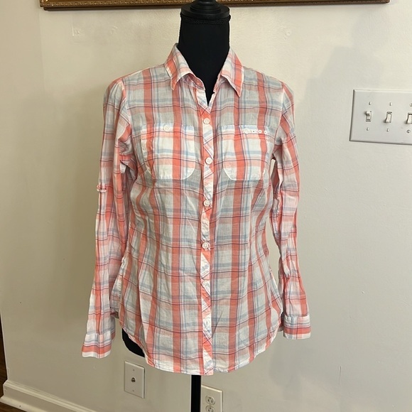 Columbia Tops - Columbia PFG Women's Plaid Long Sleeve 100% Cotton Button Down Shirt, Sz. S.